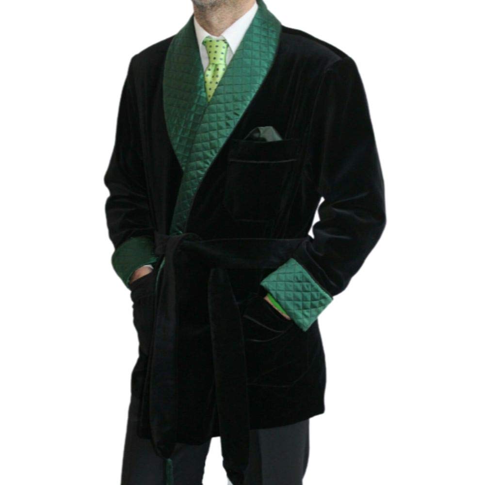 Luxury Black Velvet Smoking Jacket for Men - Quilted Dinner Coat & Formal Robe - Perfect for Weddings, Parties & Evening Events
