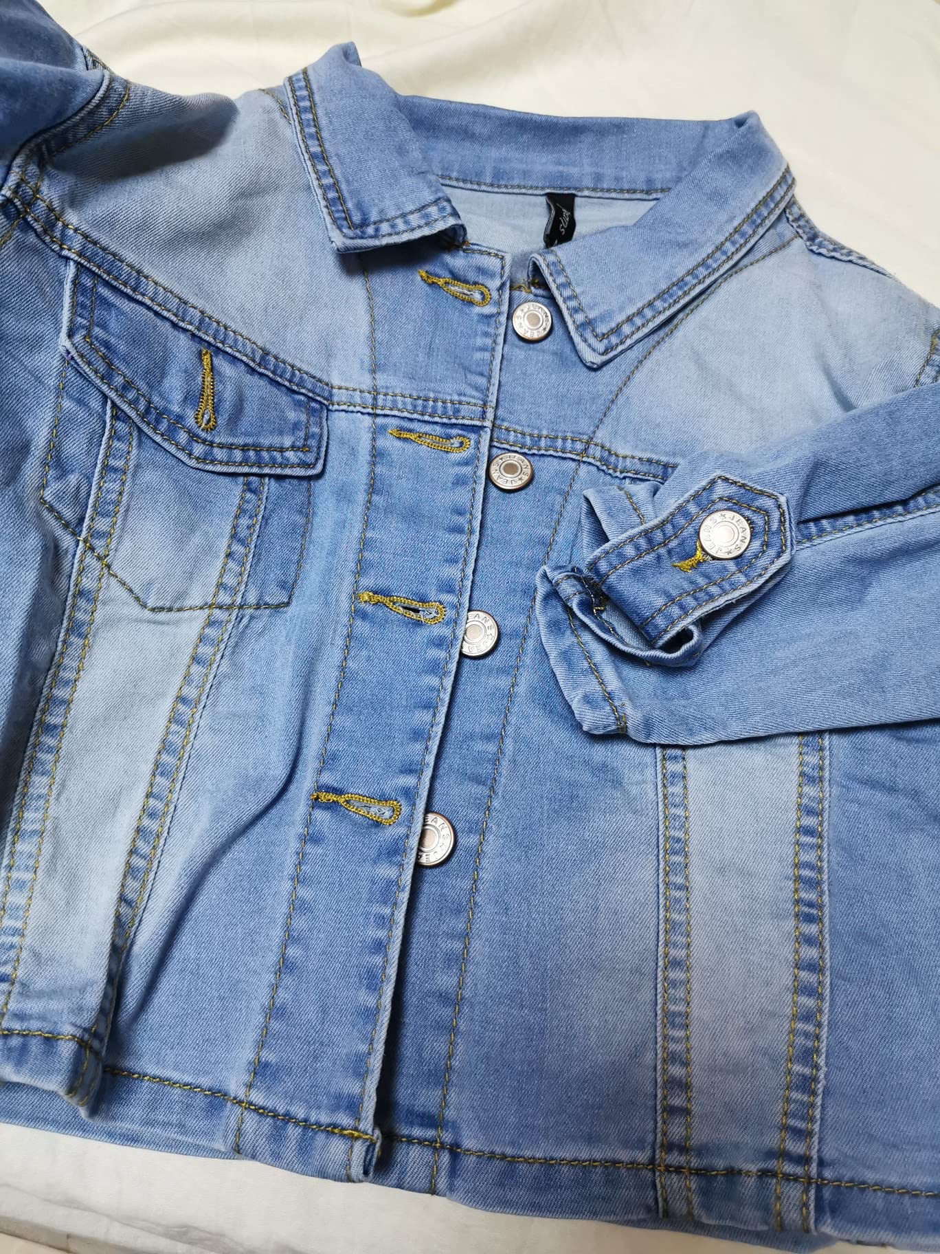 Women's Stretch Denim Jacket - Short Sleeve Button Down Jean Jacket with Shawl Collar | Casual Outfit Essential for Spring & Summer Fashion