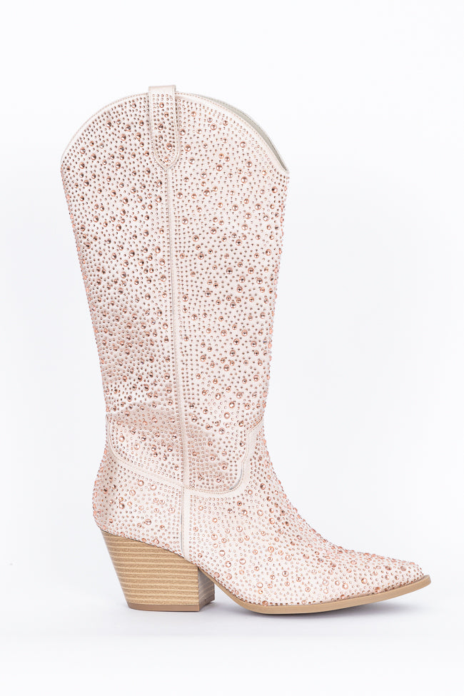 June Taupe Rhinestone Boots for Women - Elegant Western Cowgirl Ankle Boots with Sparkling Rhinestones | Perfect for Parties, Weddings & Date Nights