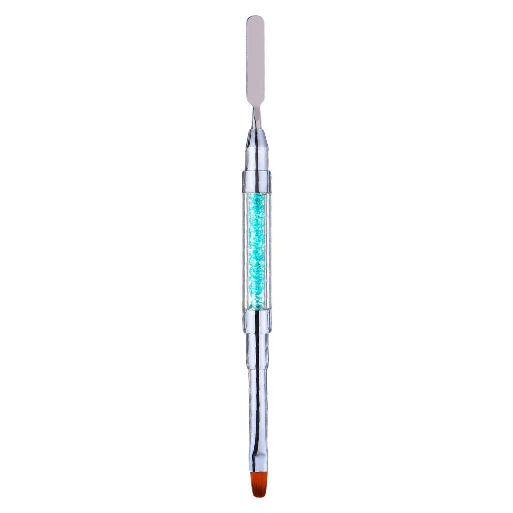 VMS INDIA Dual-Ended Poly Gel Nail Brush for Acrylic & UV Gel Nail Extensions - Professional Blue Nail Art Builder Brush for Salon & Home Manicure (Perfect for Nail Art, Sculpting & Extension Building)