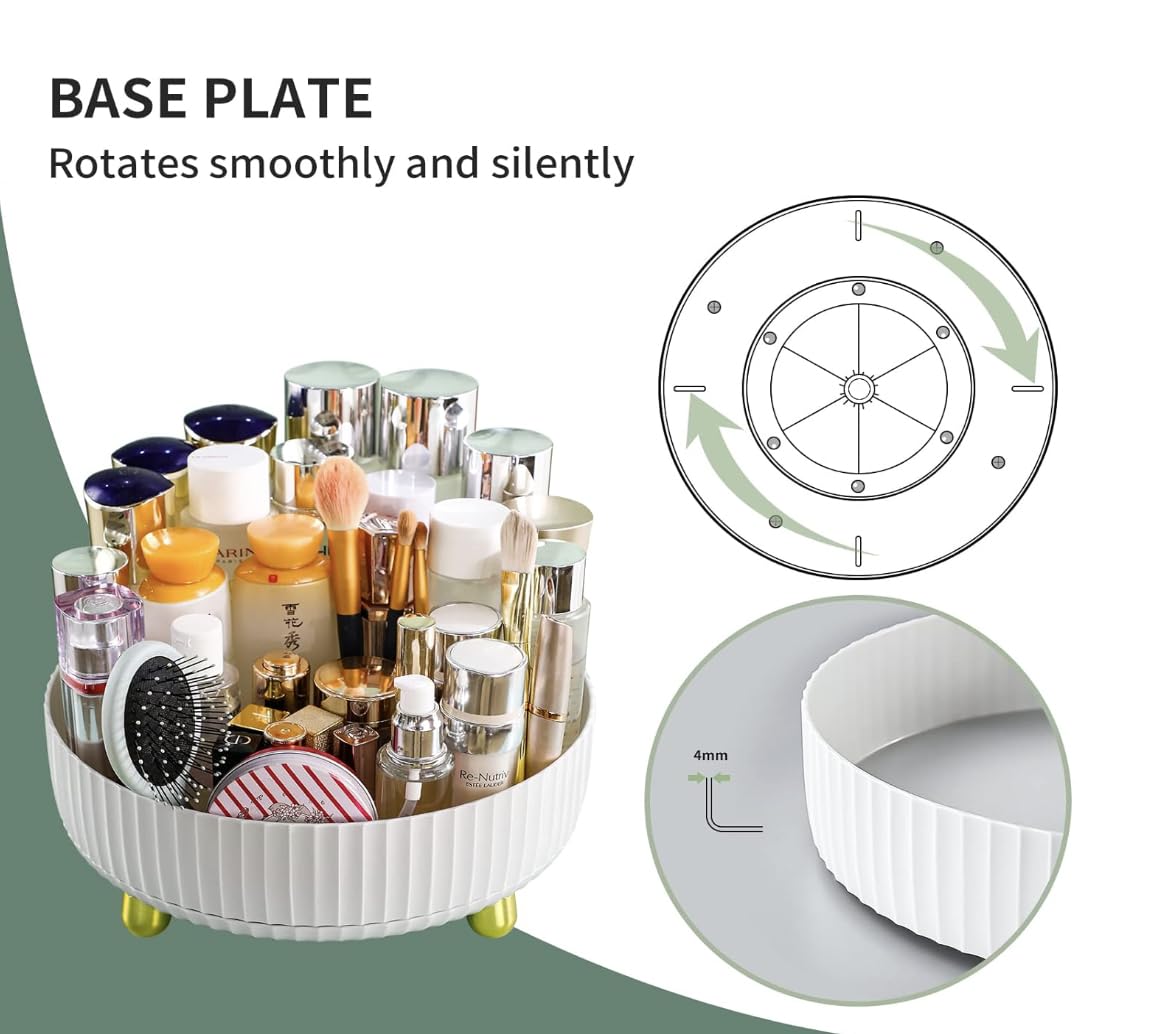 CasaLuxe 10 Inch White Lazy Susan Turntable - 360° Rotating Tray for Kitchen, Dining Table, Makeup Organizer, Bathroom & Cabinet Storage | Multipurpose Spinning Organizer for Home & Office Use