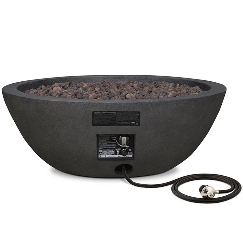 Bowery Hill Traditional Slate Gray Propane Fire Pit Bowl - Outdoor Patio, Backyard, Camping & Garden Decor