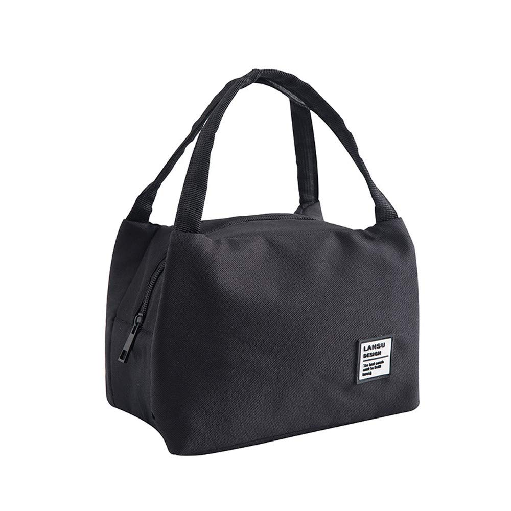 Haoricu Insulated Lunch Bag - Thermal Cooler Tote for Women, Men & Kids - Leakproof Canvas Lunch Box for Work, School & Picnics (Black)