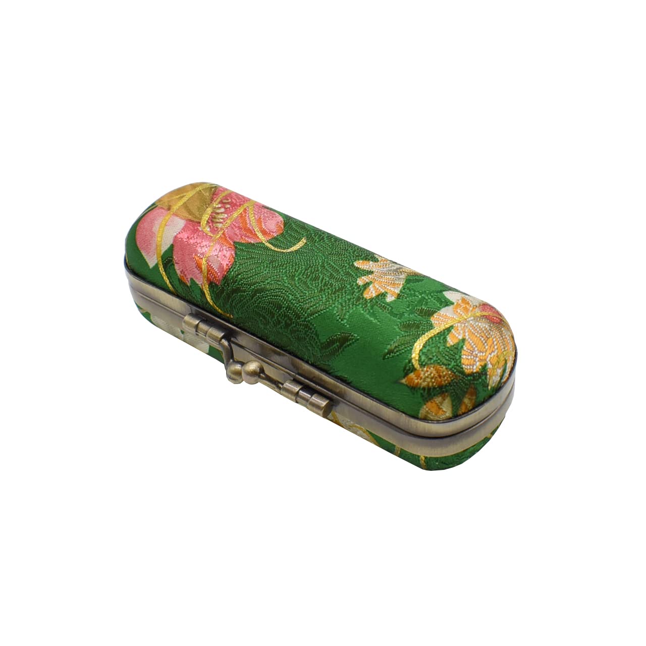 Floral Lipstick Case with Mirror for Women - Elegant Green Makeup Organizer for Travel, Home & Daily Use