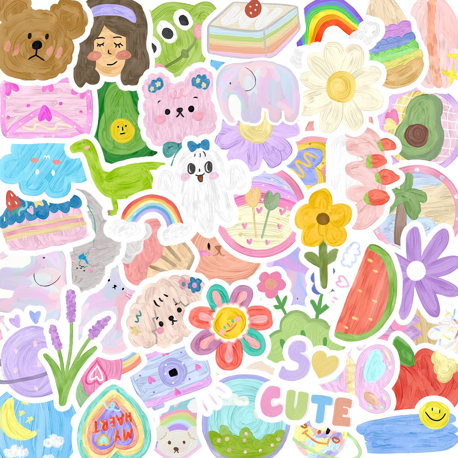 50Pcs Cute Graffiti Vinyl Stickers - Waterproof Aesthetic Decals for Water Bottles, Laptops, Phones & More | Trendy VSCO Cartoon Sticker Pack for Teens, DIY Crafts & Room Decor
