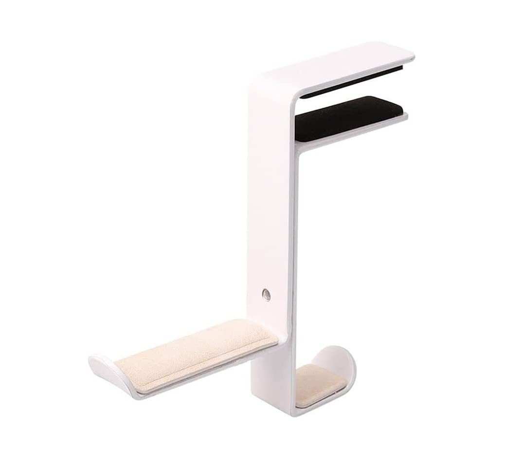 Universal Headphone Stand with Desk Clamp - Space Saving Headset Holder for Office & Gaming - Adjustable Headphone Hanger Bracket for Display & Organization (Color: White) - Perfect for Work Desks, Gaming Setups & Home Offices