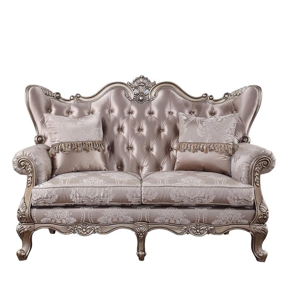 Acme Jayceon Tufted Loveseat with Pillows - Champagne Beige for Living Room