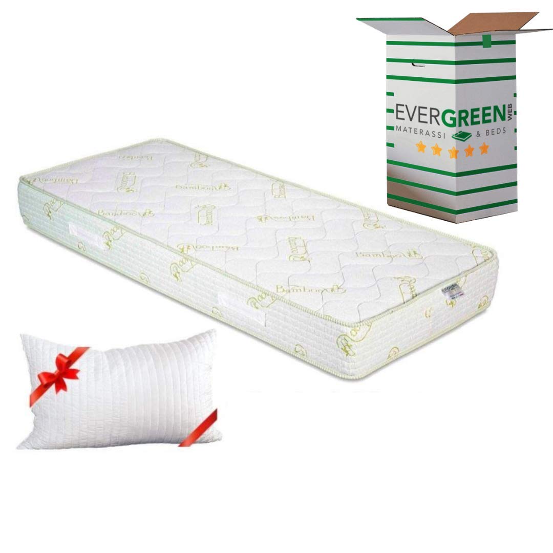 EvergreenWeb - 20cm Height Bamboo Fiber & Waterfoam Single Mattress 120x200cm with Free Viscoelastic Pillow, Orthopedic, Anti-Mite Fabric - Perfect for Guest Beds, Dorm Rooms & Small Apartments