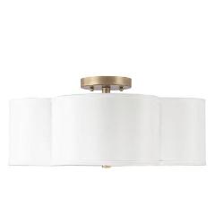 Grant Scalloped Semi Flush Ceiling Light Fixture – Vintage Farmhouse Lighting for Dining Room, Bedroom & Kitchen