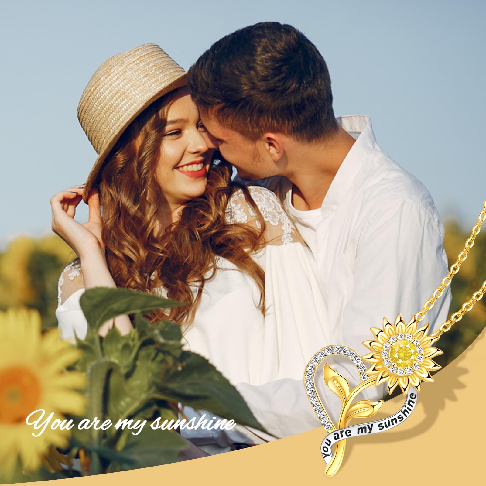 Sunflower Necklace for Women - Elegant Anniversary Jewelry Gift for Wife, Mom, or Loved Ones - You Are My Sunshine Pendant - Perfect for Birthdays, Mother's Day & Special Occasions