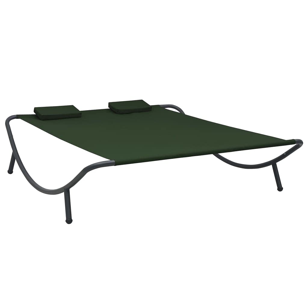 **Outdoor Chaise Lounge Chair with Built-in Pillow - Waterproof Patio Lounger for Beach, Pool, Garden & Yard - Comfortable Fabric Green Sunbed for Relaxing by the Pool or in the Backyard**