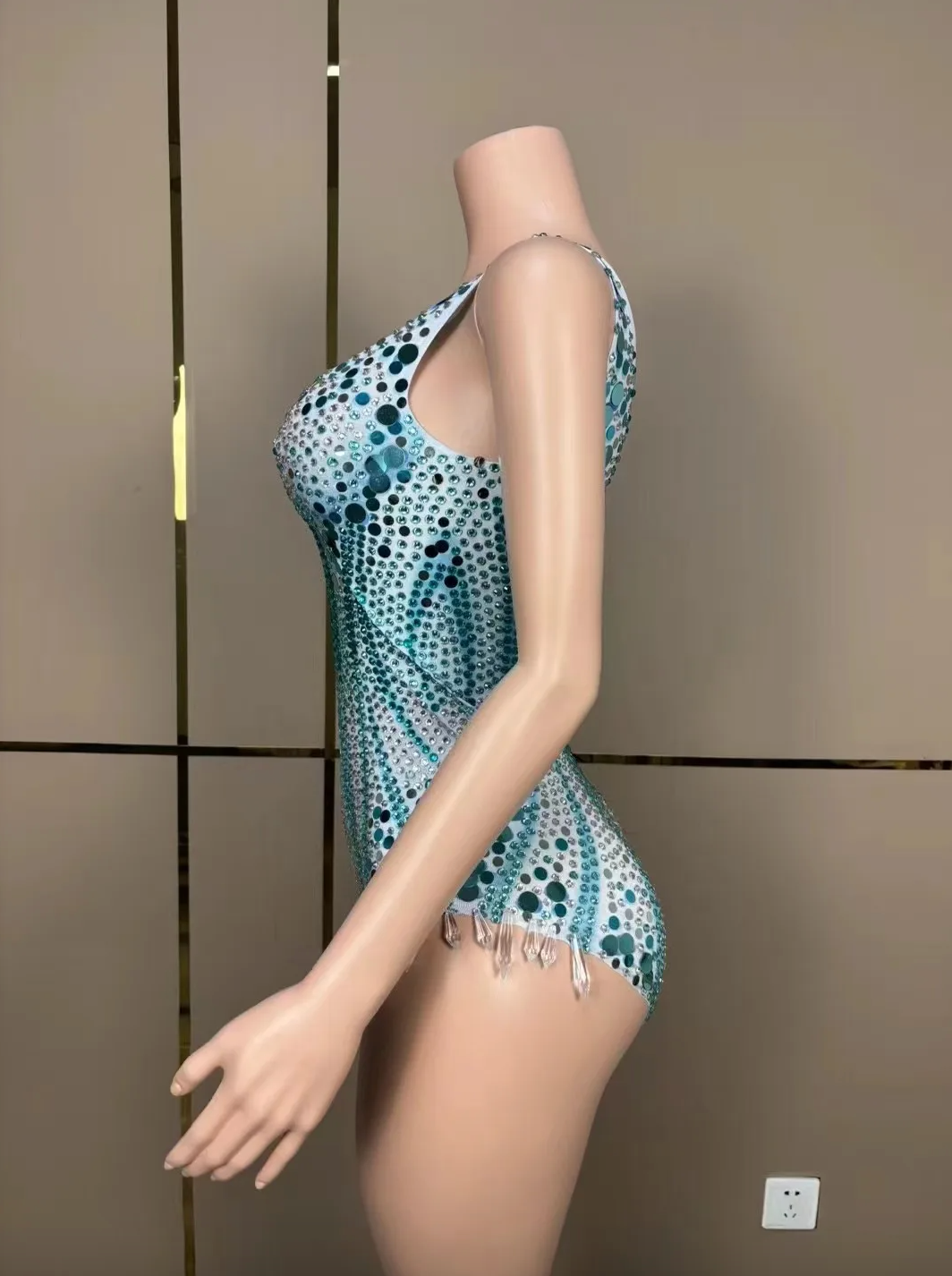 Taylor Swift Inspired Rhinestone Sequin Dress - Sparkly Leotard Bodysuit for Festival, Party, Concert & Bridal Outfit - Celebrity Style Jumpsuit for Women