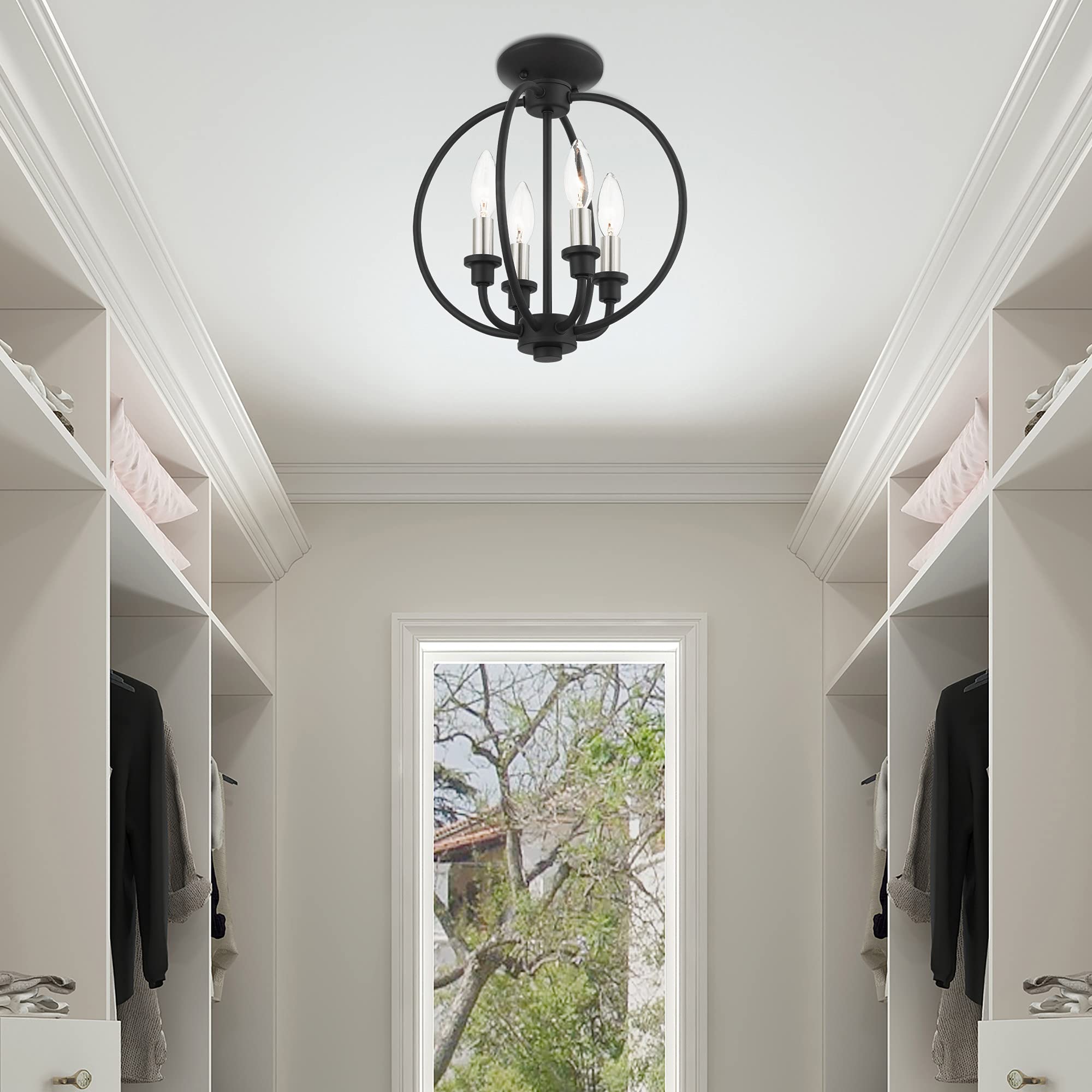 Livex Lighting 4664-04 4-Light Black Modern Chandelier - Elegant Ceiling Fixture for Dining Room, Bedroom or Living Room Lighting