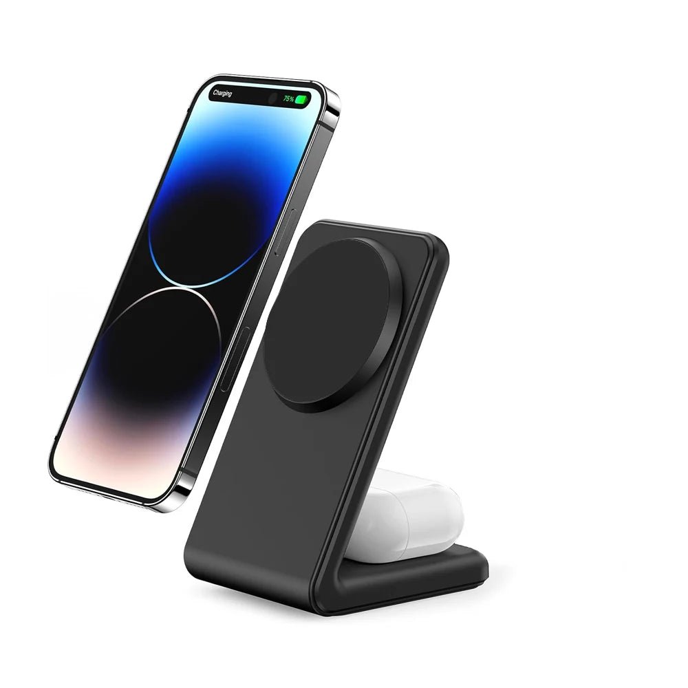 MagPulse 3-in-1 Magnetic Wireless Charging Station for iPhone 14/13/12, Apple Watch & AirPods - Fast Charging Stand for Home, Office & Nightstand Use