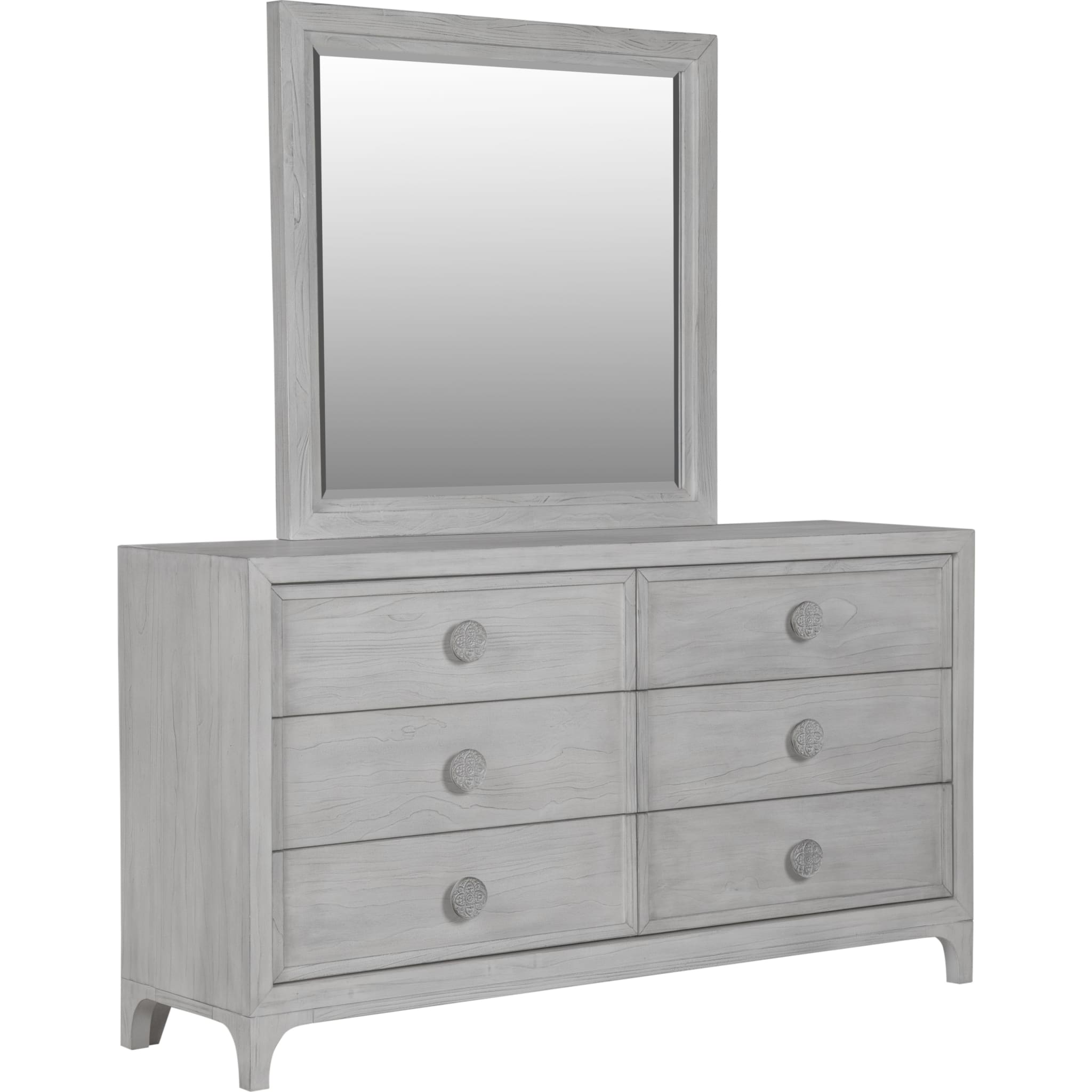 Boho Chic 6-Drawer Dresser in Washed White - Vintage Style Bedroom Storage Furniture for Home Organization (2024)