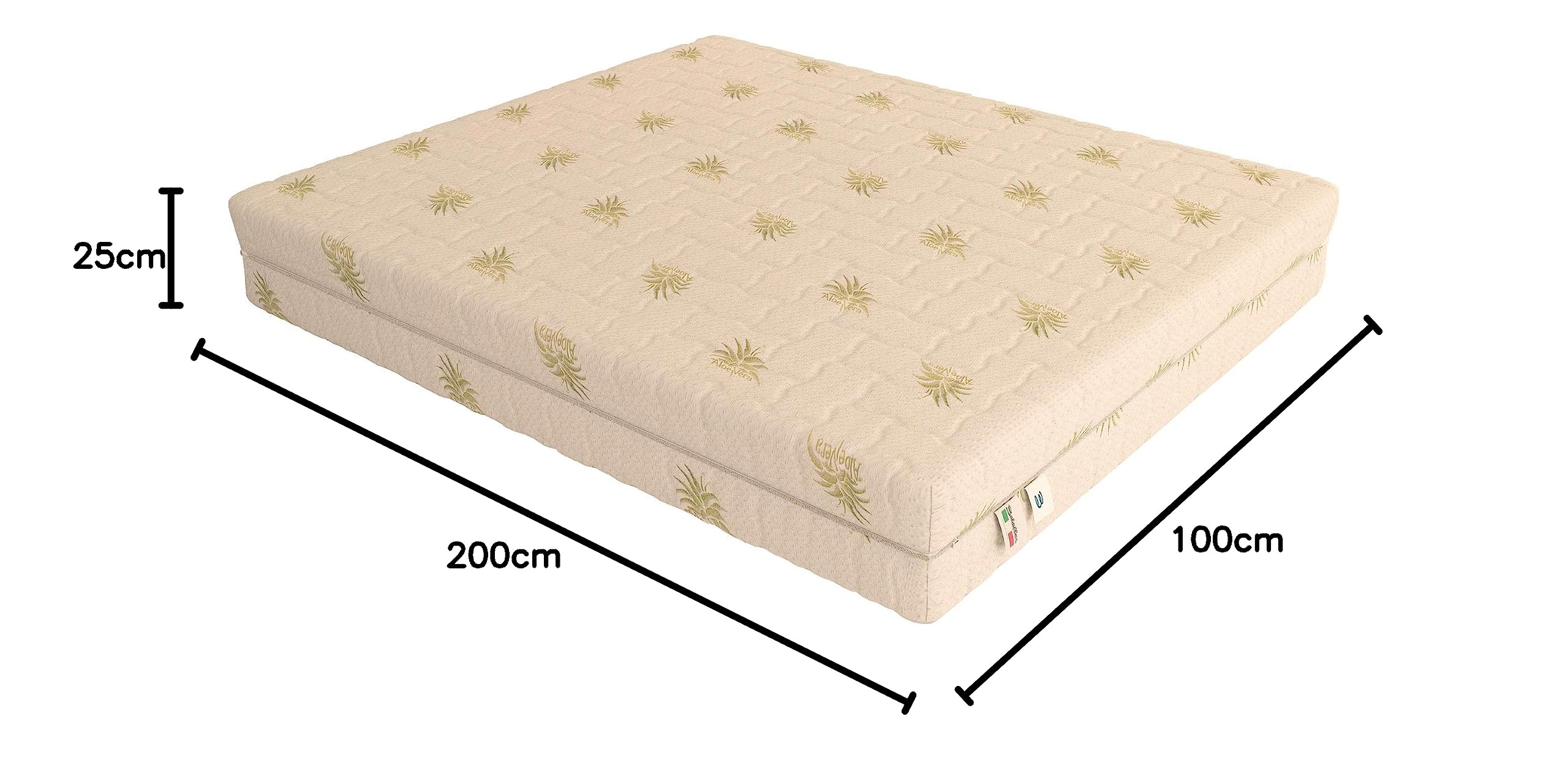 Baldiflex Emporio - 7cm Memory Foam Mattress, Single Bed Mattress with Dream Soft Comfort, 25cm Height, Removable Aloe 3D Cover, 100 x 200 x 25 cm - Perfect for Guest Rooms, Dorms, and Small Spaces