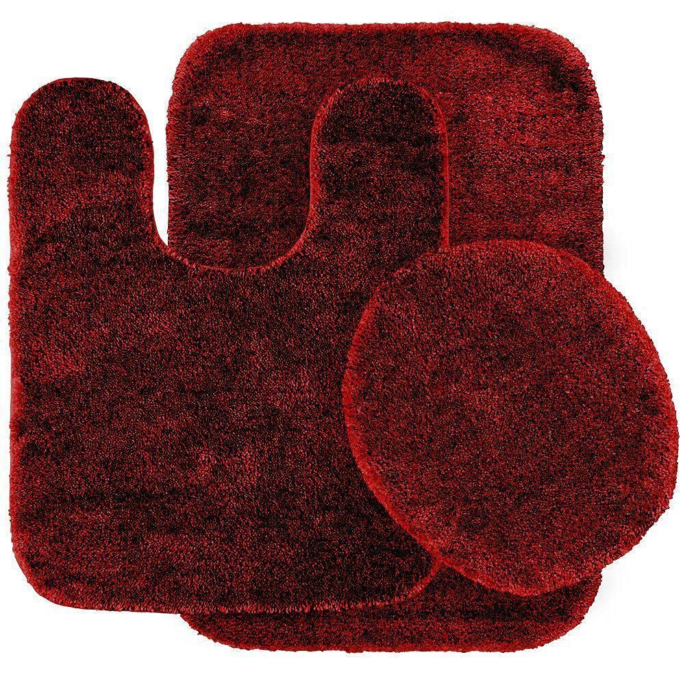 VeahUS 4-Piece Bathroom Rug Set - Non-Slip Absorbent Bath Mat, Contour Lid Cover, Plain Design for Bathroom, Shower & Vanity Area - Soft & Durable Cotton Fabric