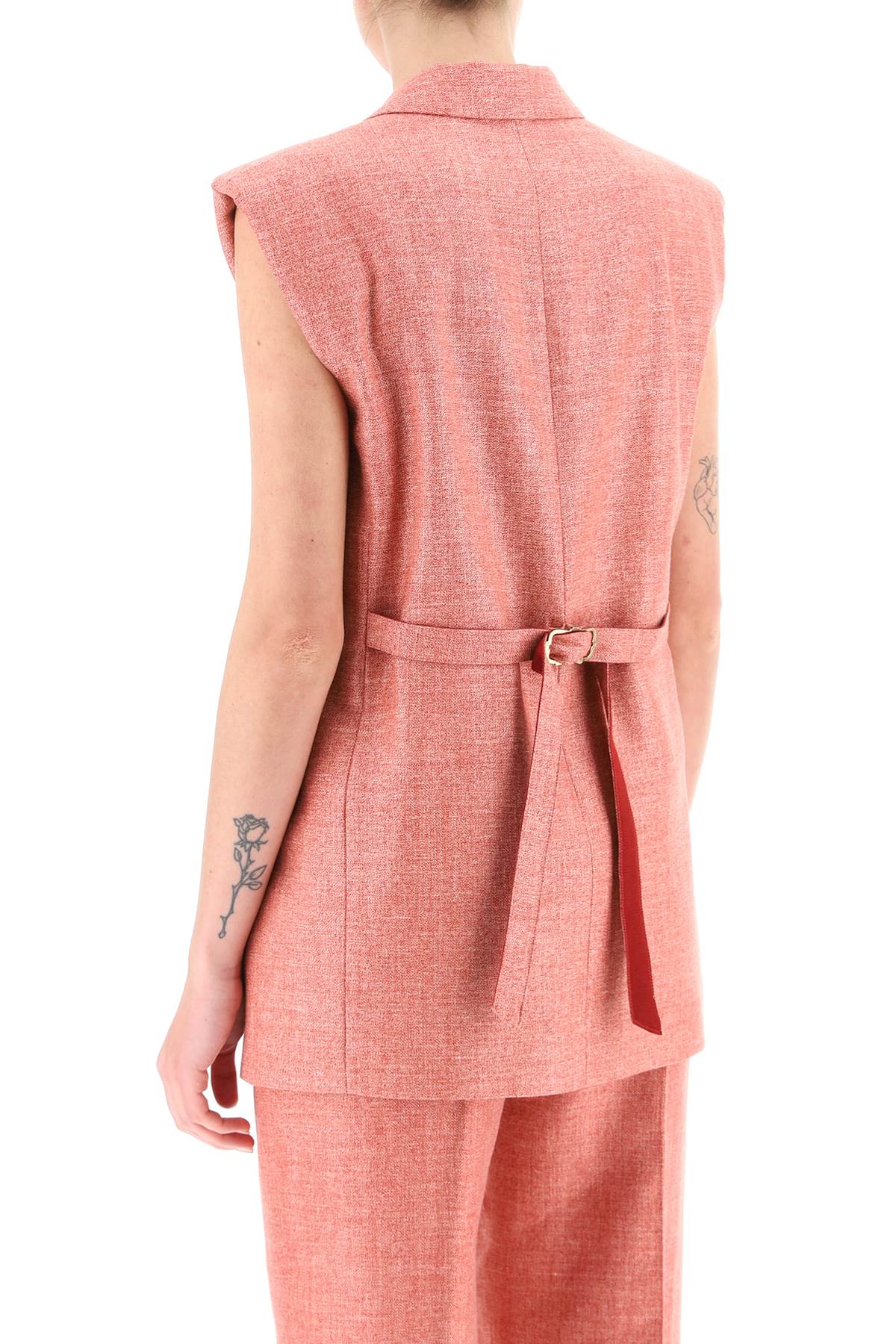 Agnona Women's Double Breasted Silk Linen Wool Vest - Elegant Formal Wear for Office & Business Meetings
