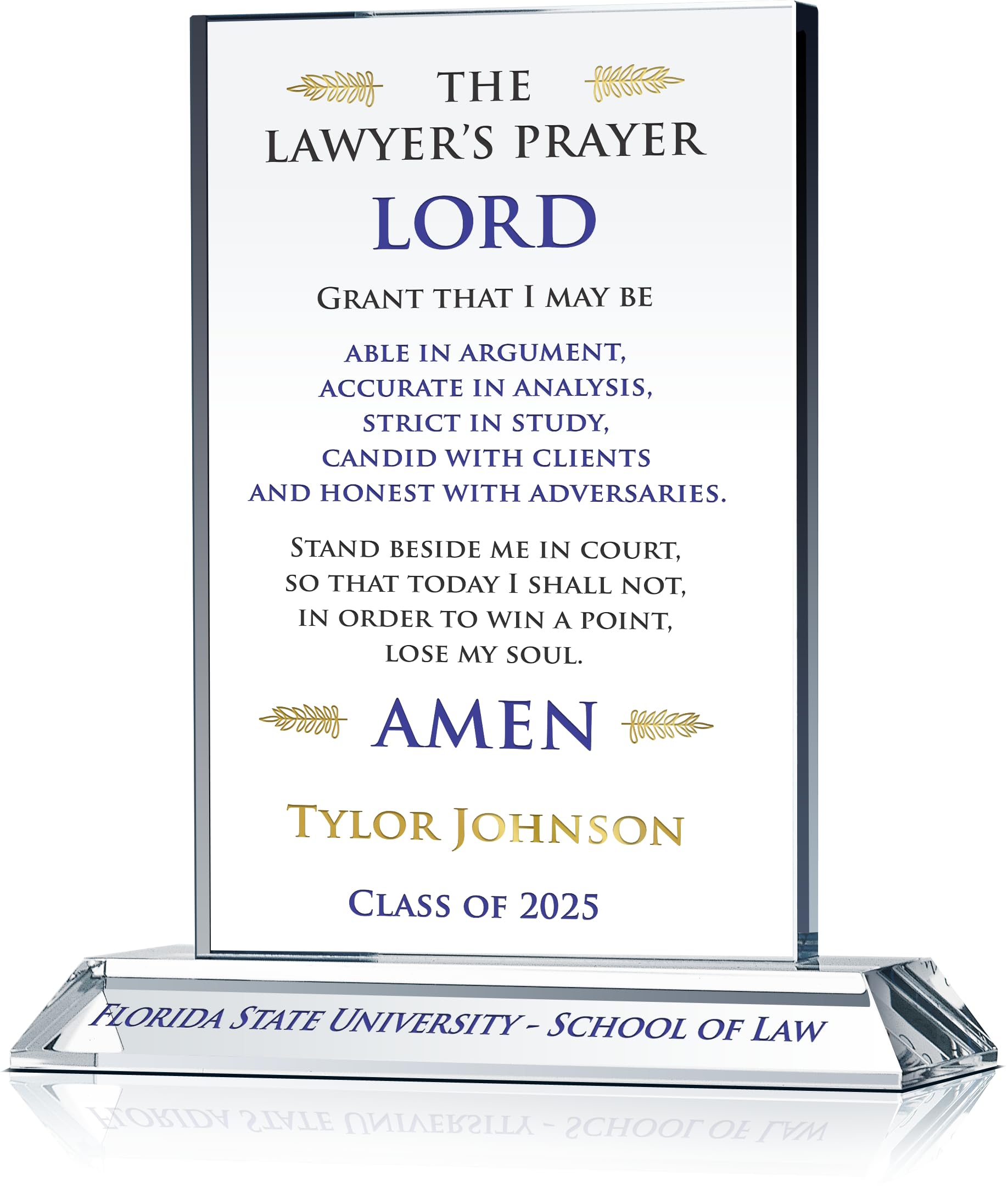 Personalized Christian Lawyer Prayer Plaque - Custom Law School Graduation Gift for Son, Daughter, Boyfriend, Girlfriend, Brother, Sister, Husband, Wife & Best Friend (7.5 Inch) - Perfect for Office Desk Decor, Bar Exam Celebration & Legal Profession Milestones