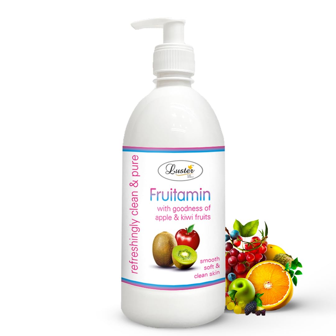 Luster Fruitamin Extra Care Cleansing Milk with Apple & Kiwi Extracts - 500ml | Paraben & Sulfate Free Face Wash for Smooth, Soft & Clean Skin | Daily Gentle Cleanser for Dry, Sensitive & Combination Skin Types | Perfect for Morning & Night Skincare Routine