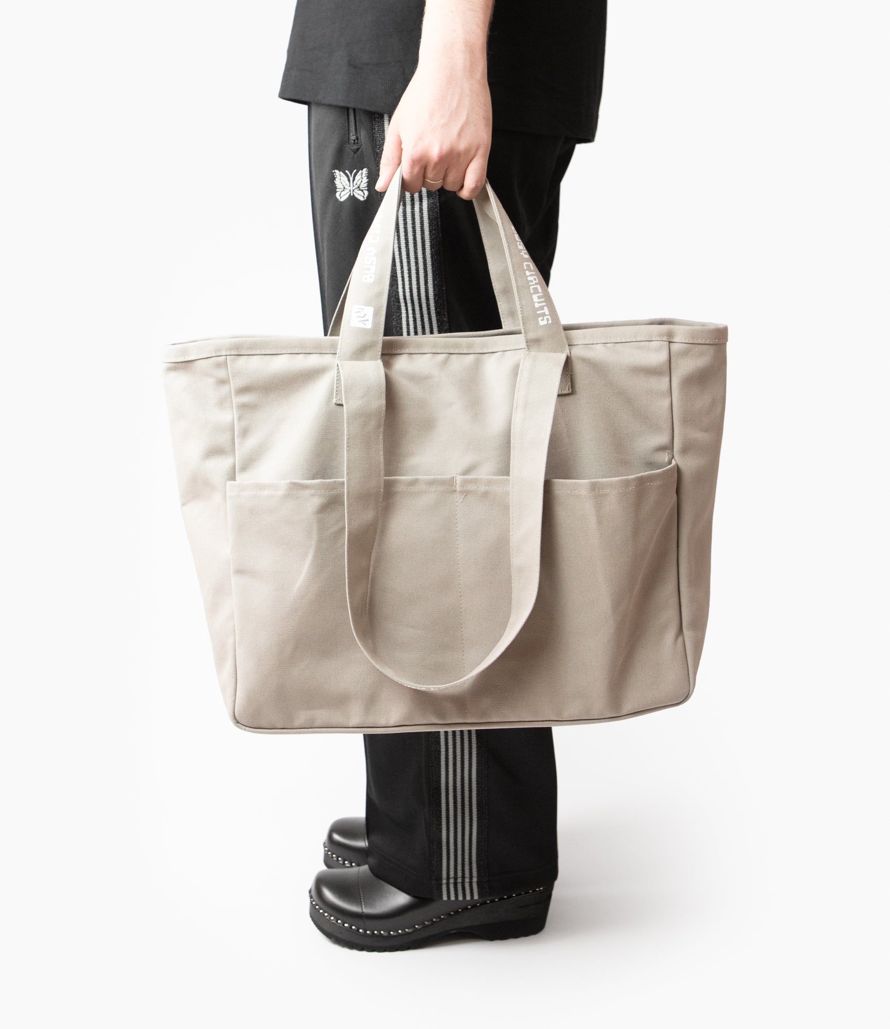 ALM Print Taupe Pocket Tote Bag - Lightweight Foldable Reusable Shopping Bag for Groceries, Beach, Travel & Daily Use