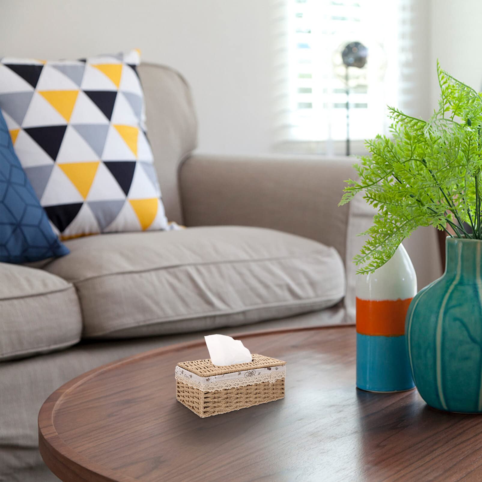 BESPORTBLE Rattan Storage Box - Eco-Friendly Paper Office Organizer for Files, Documents, and Stationery | Perfect for Home Office, Desk Organization, and Gift Packaging