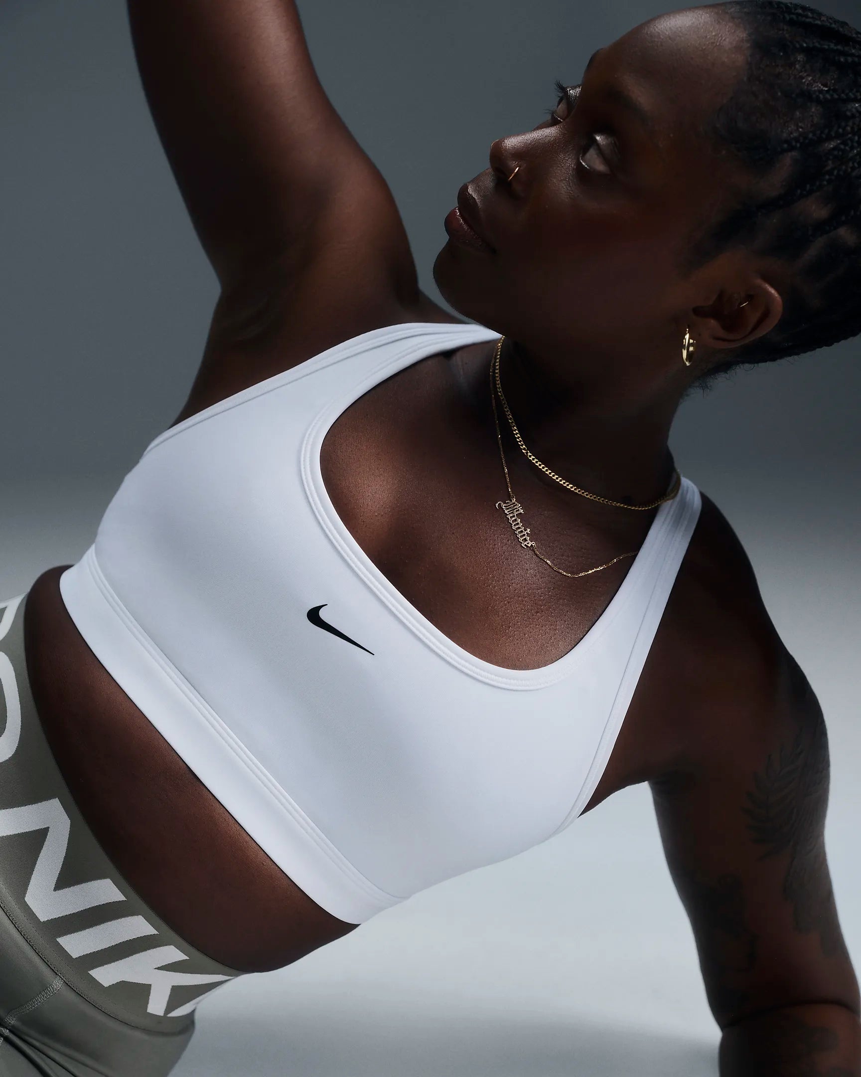 Nike Swoosh Light Support Sports Bra for Women - 100% Cotton Breathable Workout Top (White/Black) | Perfect for Yoga, Running & Gym Fitness Activities