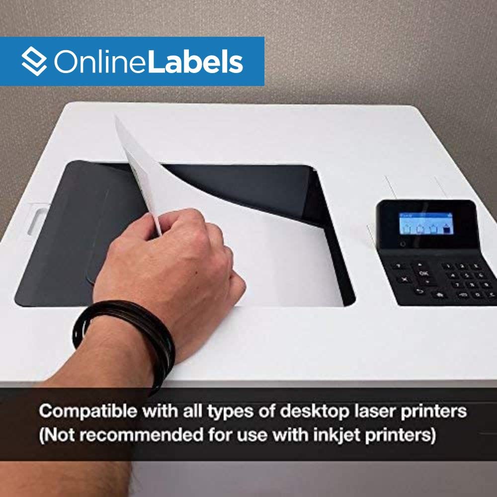 8.5 x 11 Inch Waterproof Crystal Clear Gloss Sticker Paper for Laser Printers - 500 Full Sheet Labels by OnlineLabels - Perfect for DIY Crafts, Product Packaging & Mailing Labels