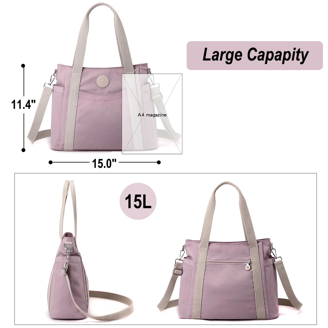Stylish Women's Tote Bag - Large Work Shoulder Bag with Crossbody Strap for Office, Commute & Travel | Durable Everyday Handbag for Professionals & Students