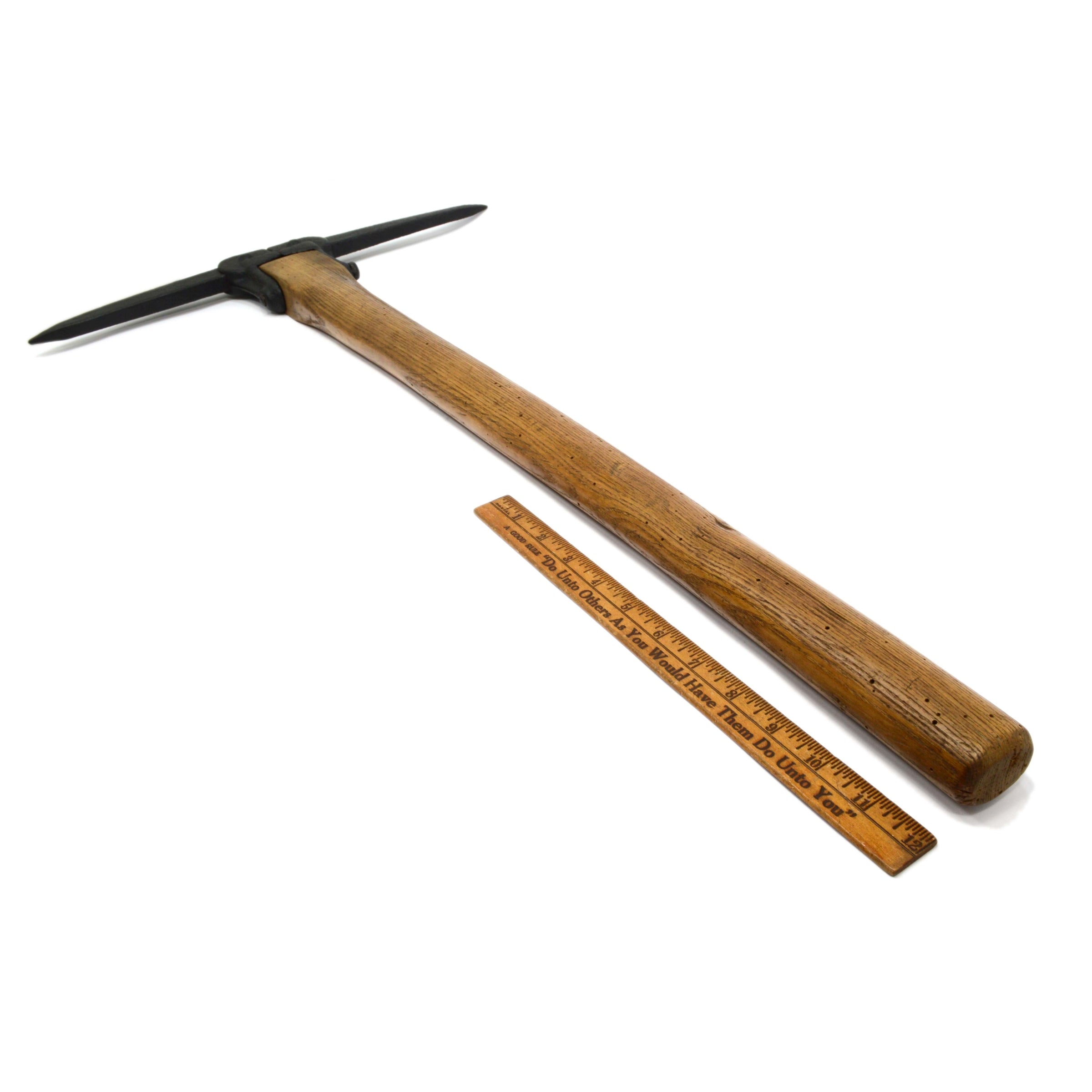 Antique Miner's Pick Axe with Unique Eyeless & Strapped Head - Rare Restored Collectible for Mining Enthusiasts & Historical Reenactments