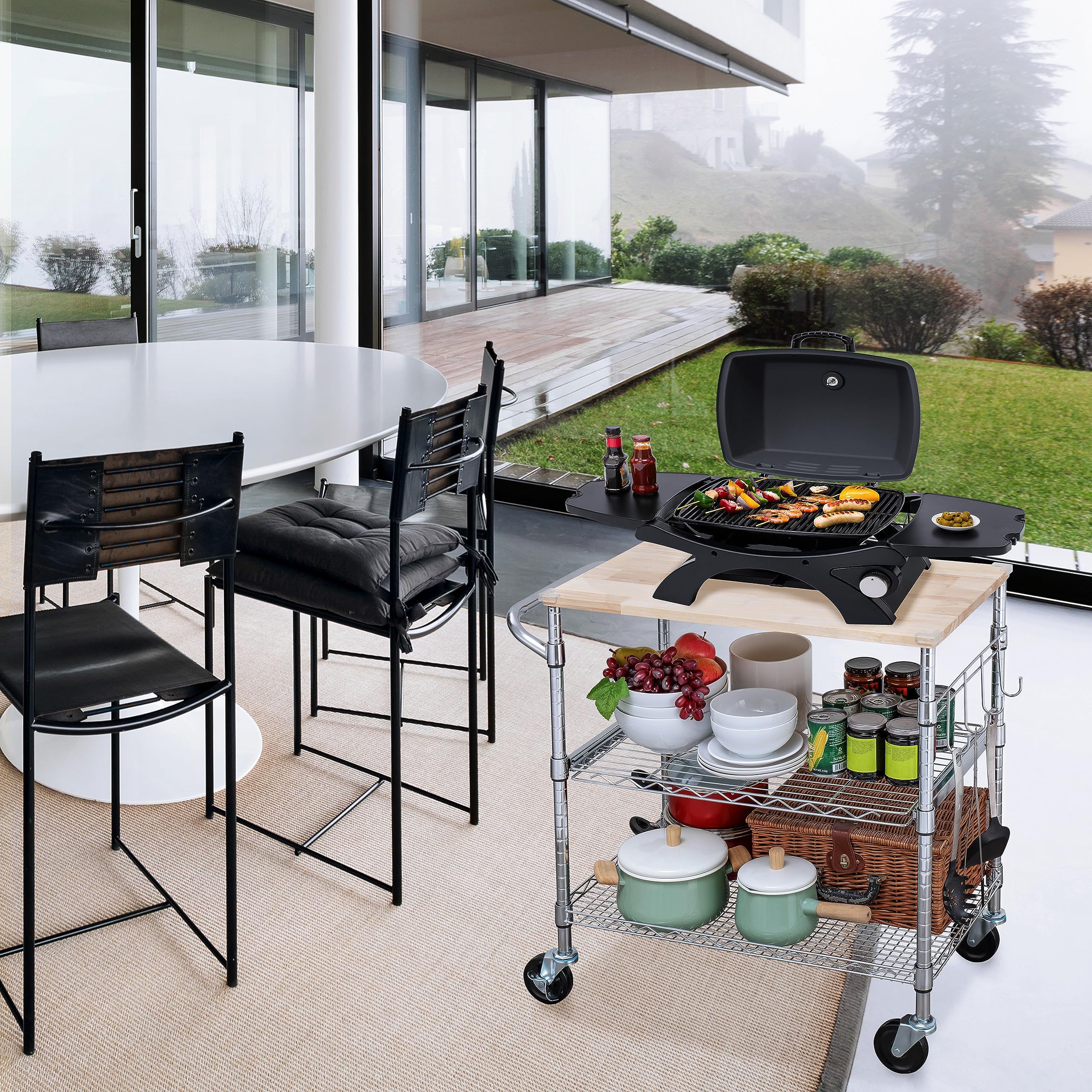 Finnhomy 3-Tier Rolling Kitchen Cart with 18