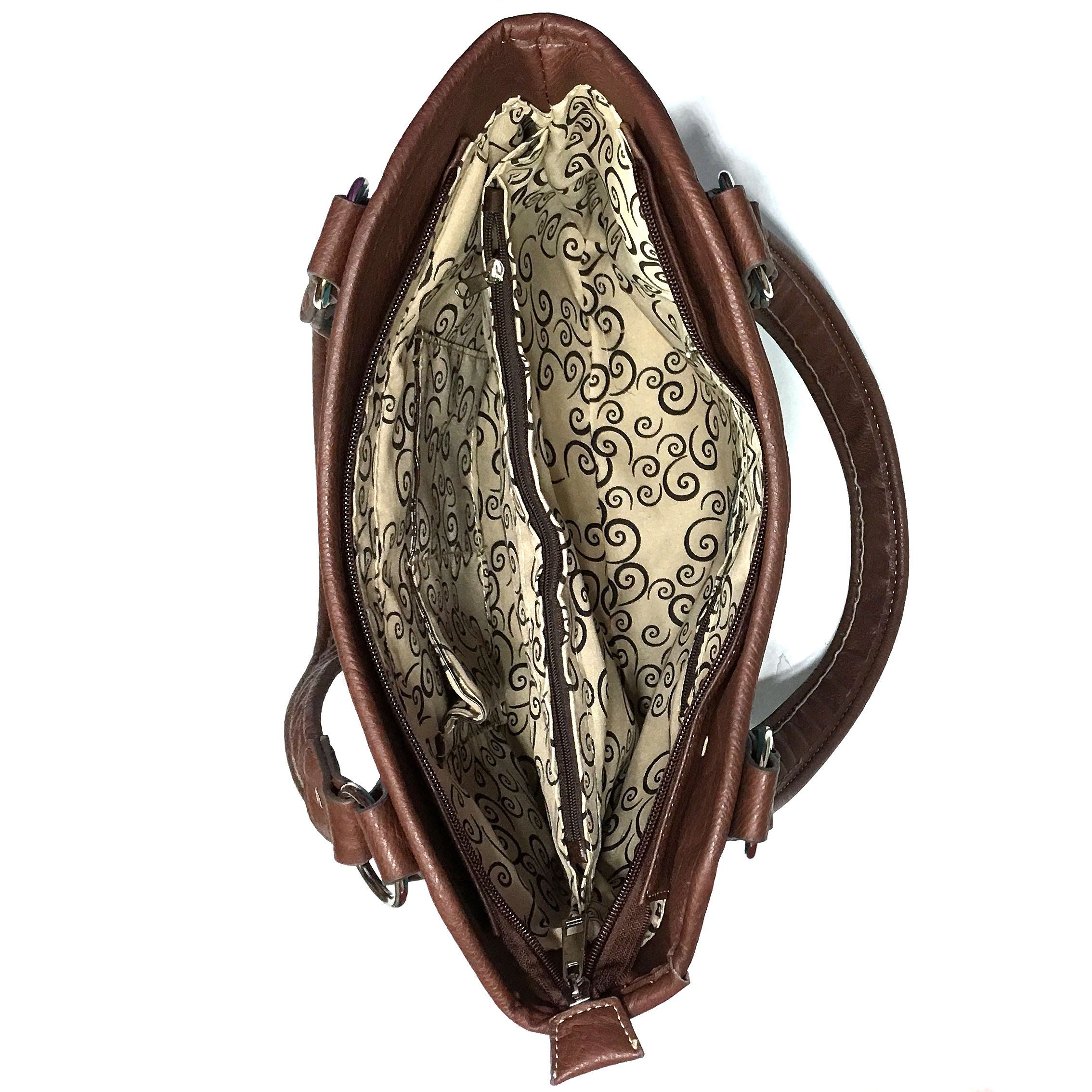 Justin West Floral Embroidery Silver Cross Concealed Carry Handbag - Fashionable Women's Crossbody Purse with Hidden Wallet Compartment for Everyday Use, Church, and Special Occasions