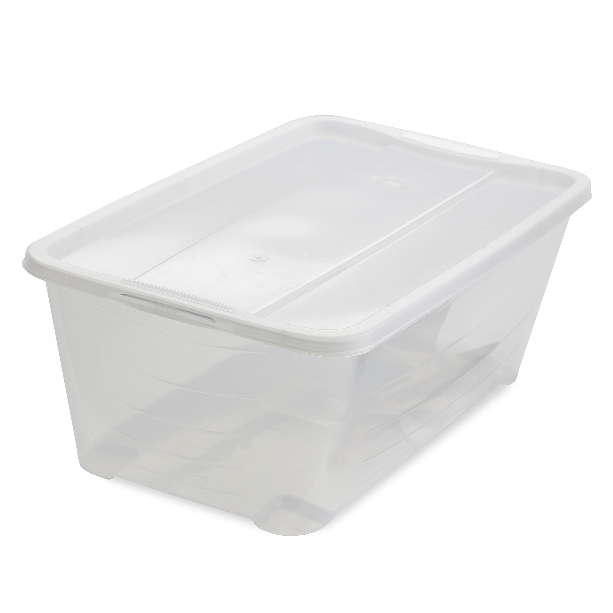 50-Pack Clear 6-Liter Plastic Storage Boxes with Lids - Stackable Shoe, Accessory & Closet Organizer for Home, Office & Travel Use