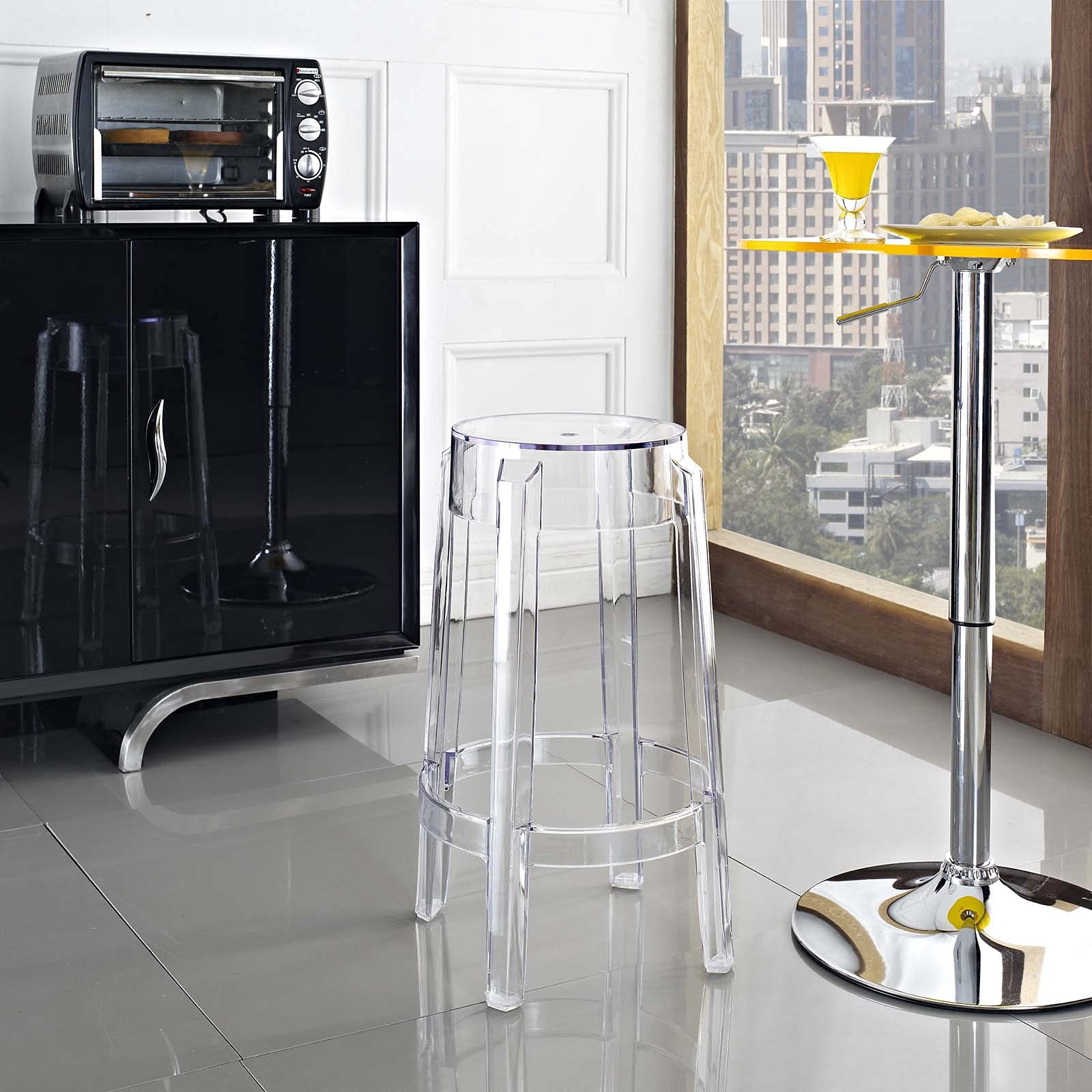 Modway Casper Modern Acrylic Counter Bar Stool - Clear Transparent Design, Fully Assembled - Perfect for Kitchen Islands, Breakfast Bars & Contemporary Dining Spaces