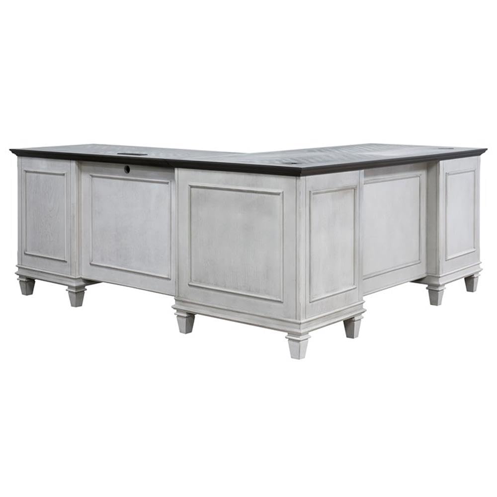 Martin Furniture Pedestal Desk - Modern White Writing Desk for Home Office, Study & Workspace | Sturdy Computer Desk with Spacious Work Surface & Elegant Design