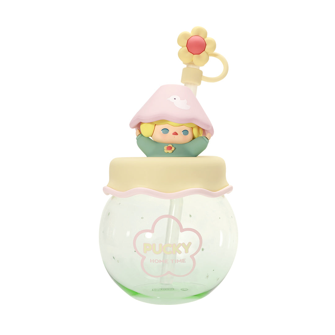POP MART Pucky Home Time Series Straw Cup - Cute Cartoon Character Water Bottle for Kids & Adults - Perfect for School, Office, Travel & Outdoor Activities