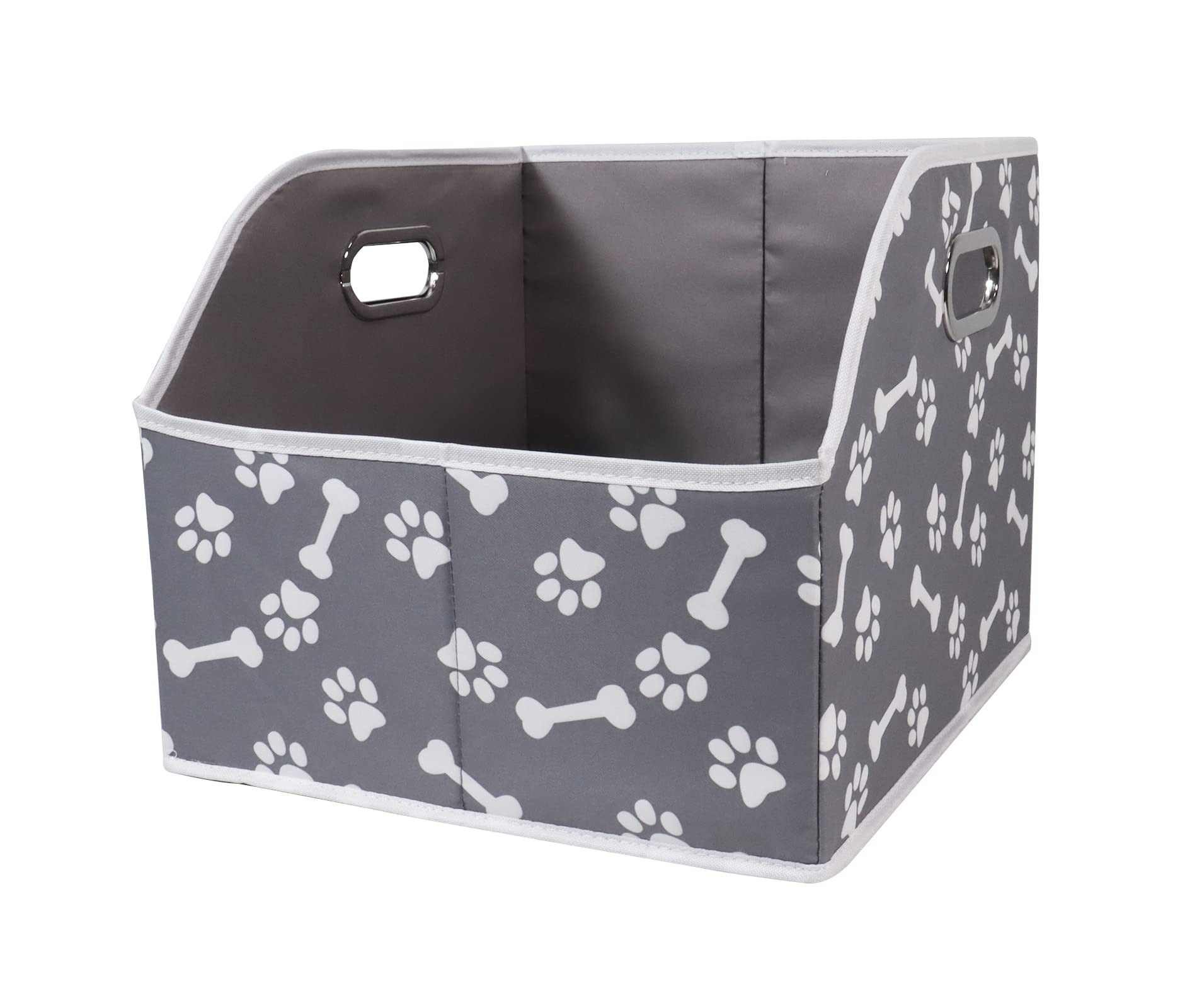 Foldable Dog Toy Storage Bin with Handle - Pet Toy Organizer Box for Blankets, Shelves & Closet - Bone Claw Design - Perfect for Home, Nursery & Playroom Organization