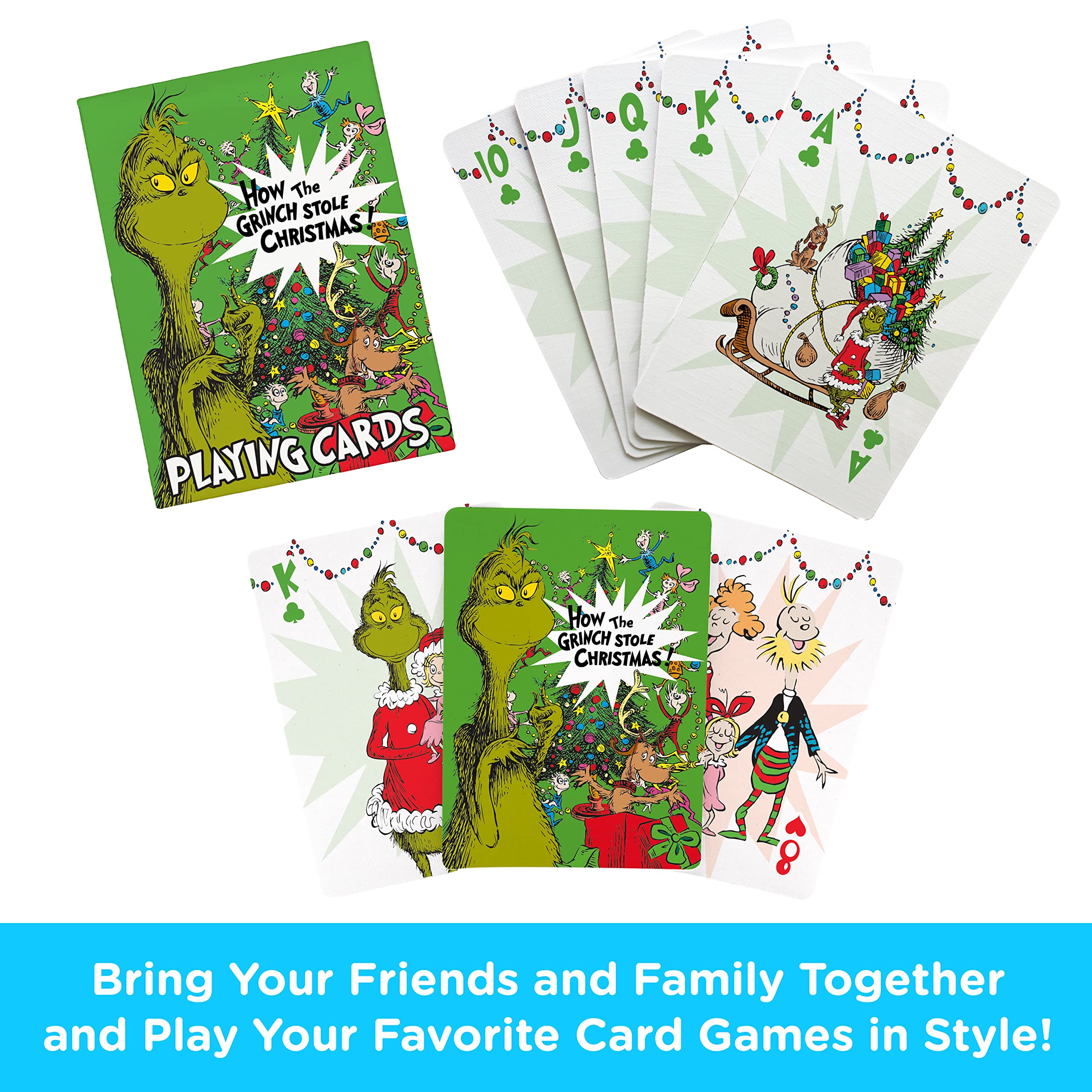 Officially Licensed Grinch Playing Cards - Premium Poker Size Deck with Linen Finish for Poker, Blackjack & Family Game Nights - AQUARIUS Collectible Card Game Merchandise