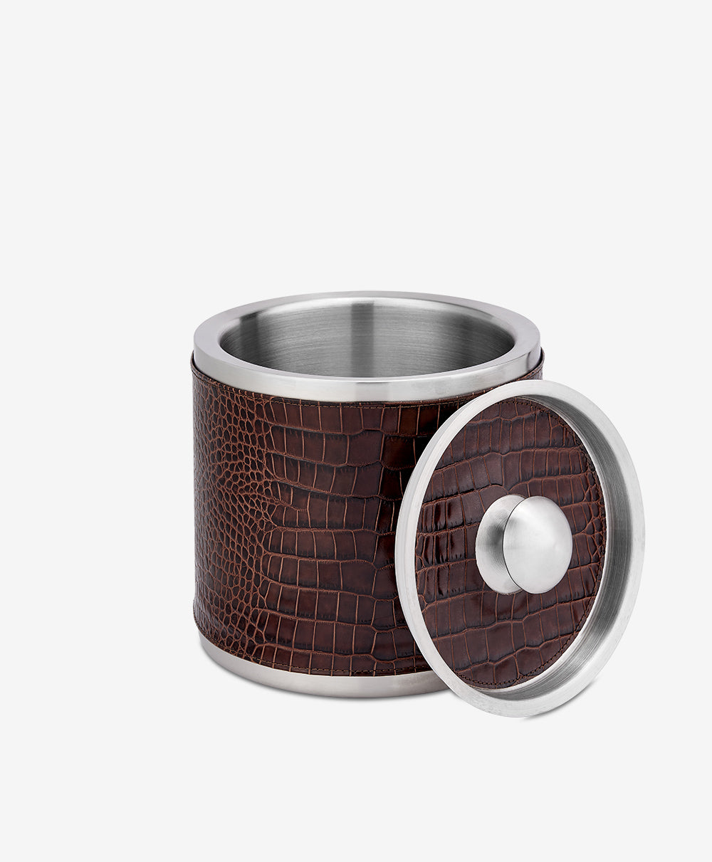 Premium Leather Ice Bucket with Stainless Steel Tongs - Elegant Wine Chiller for Parties, Weddings & Home Bars - Perfect for Champagne, Whiskey & Cocktails