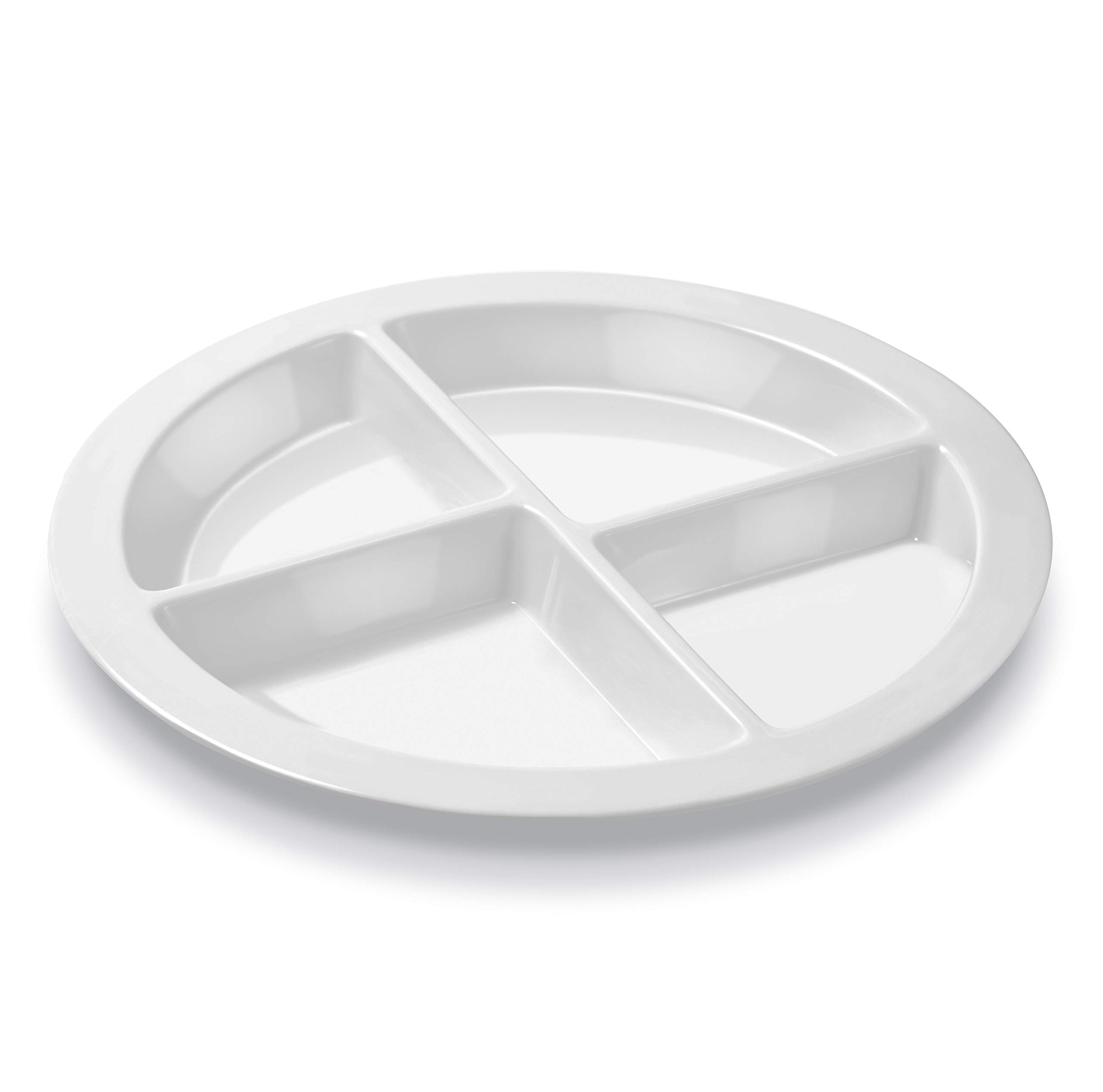 Melamine Divided Portion Control Plates for Adults & Teens – Pure White 4-Section MyPlate Design – Set of 50 – Perfect for Healthy Eating, Portion Management & Family Dinners