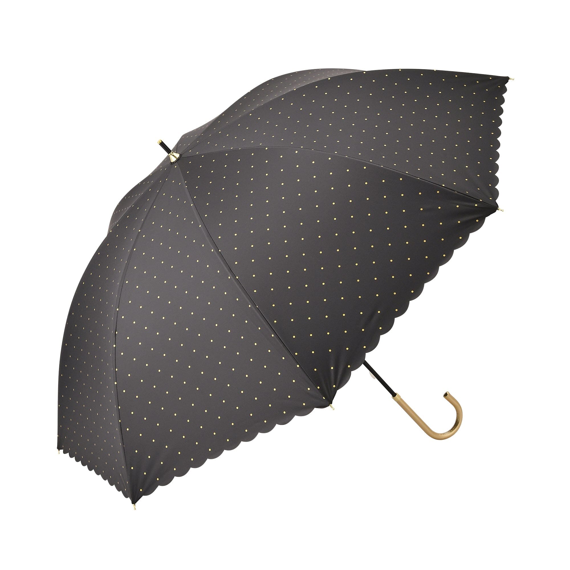 Dot Glitter Heat Cut Long Umbrella 58cm Black - UV Protection & Waterproof for Sunny & Rainy Days - Perfect for Beach, Outdoor Events & Daily Commute