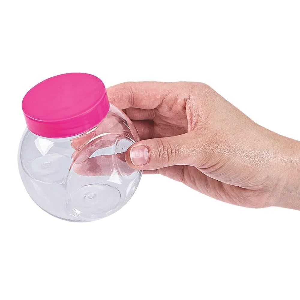 Fun Express Small Round Storage Jars with Bright Lids - Set of 12 - Perfect for Craft Supplies, Classroom Organization & Office Storage - Ideal for Beads, Buttons, Stationery & Small Item Storage