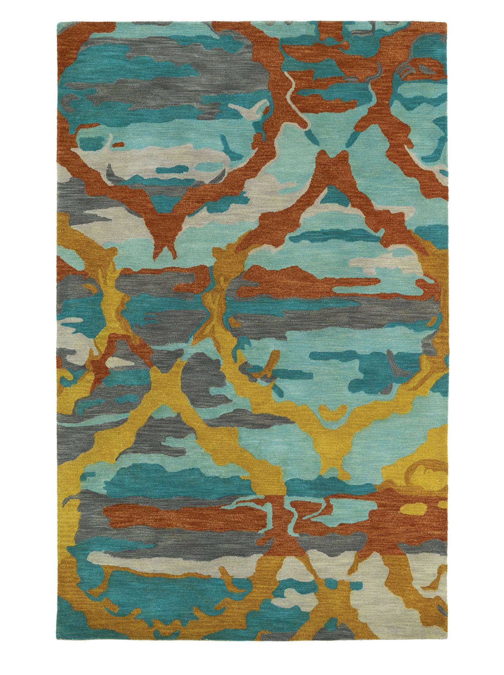 Kaleen Brushstrokes Area Rug - Teal Blue 2' x 3' Soft Indoor Runner for Living Room, Bedroom & Entryway