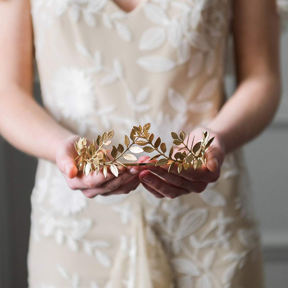 Elegant Gold Leaf Vine Bridal Headband - Leaf Crown Tiara for Weddings, Prom & Festivals | Women's & Girls' Hair Accessories | Perfect for Brides, Bridesmaids & Special Occasions