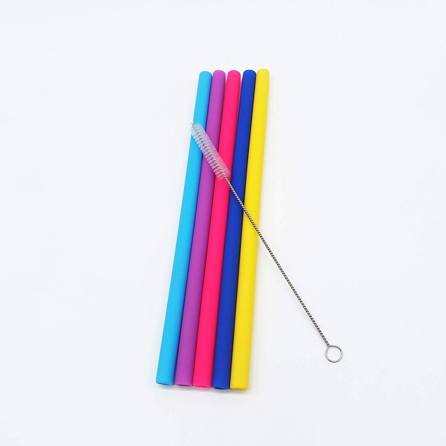 Reusable Silicone Straws 5-Pack - BPA Free with Brush - Fits Yeti & Bubba Mugs - Perfect for Smoothies & Iced Drinks