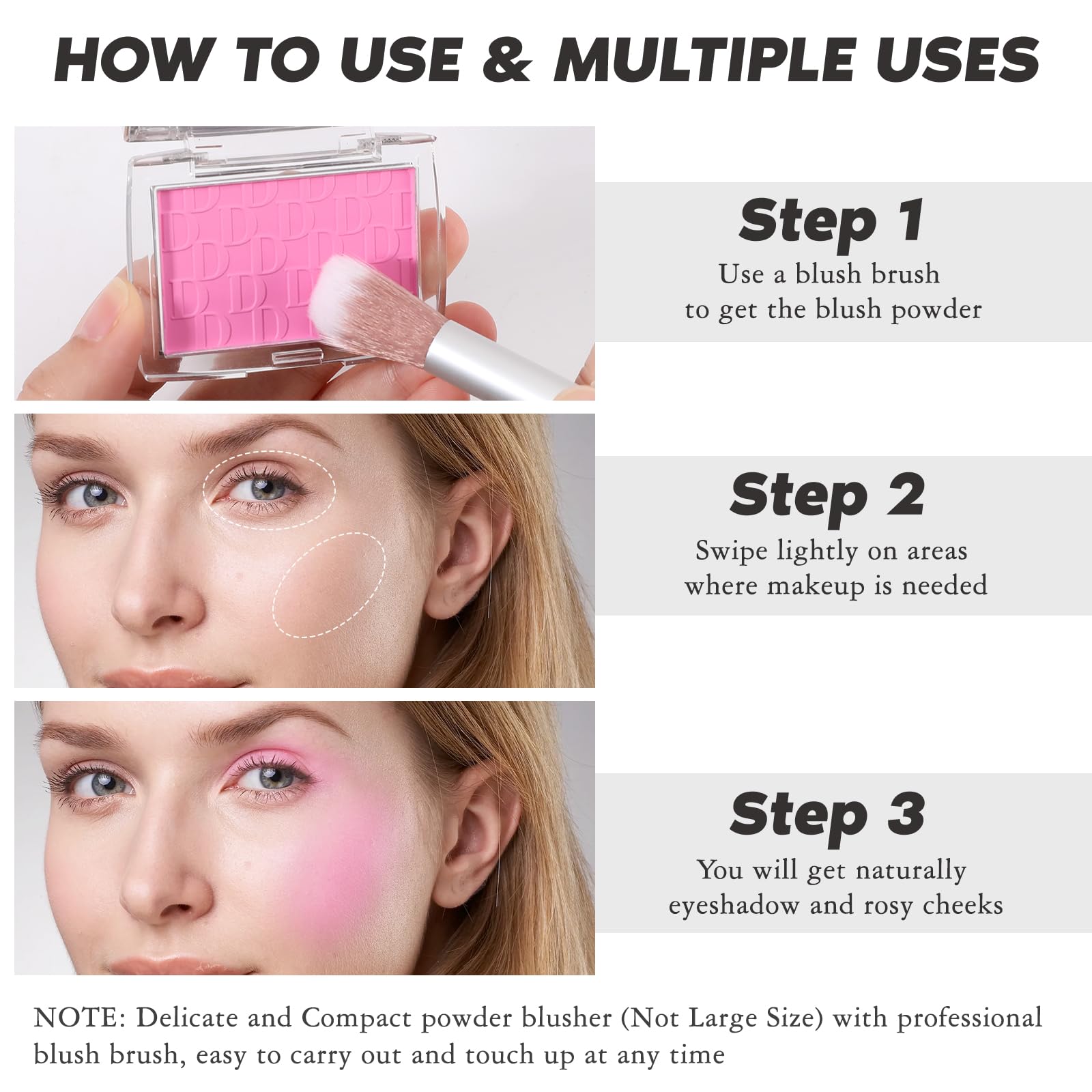 Rosewood Matte Blush Powder Palette with Brush - Natural Blendable Silky Formula for Cheeks | Lightweight Face Blusher Makeup | Perfect for Everyday Wear & Professional Makeup Looks | Shade 012