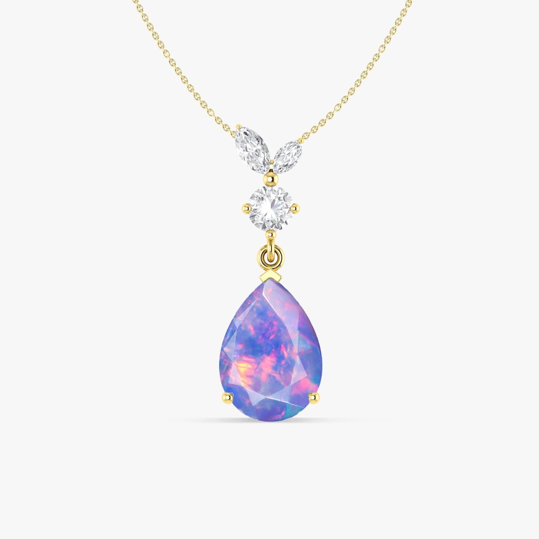 Fire Lavender Opal Pear Gemstone Pendant - Elegant Handmade Jewelry for Women | Perfect Gift for Birthday, Anniversary & Special Occasions