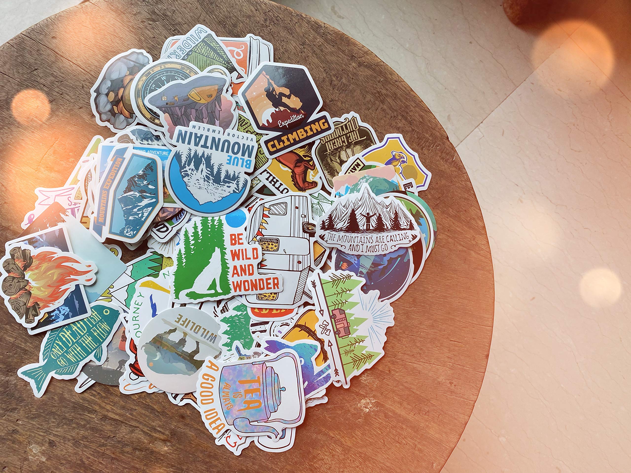100-Pack Waterproof Vinyl Adventure Stickers for Laptop, Car, Skateboard & Luggage - Wilderness Nature Decals for Hiking, Camping & Travel - Perfect for Outdoor Enthusiasts & Party Supplies