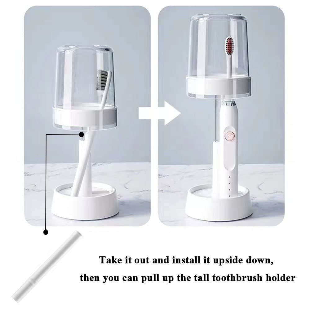 Meiloi Toothbrush Holder with Cup & Cover - 2 Slots for Electric & Regular Toothbrushes, Toothpaste Storage | Bathroom Organizer for Countertop, Sink, or Travel