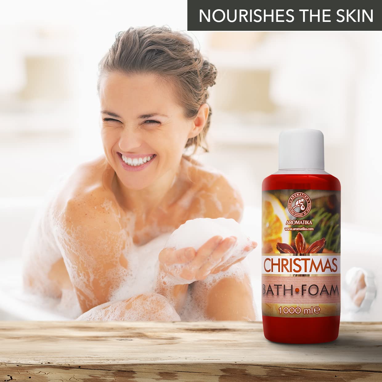 Christmas Scented Bubble Bath Foam - 34 Fl Oz (1000ml) for Relaxation & Better Sleep | Aromatherapy Spa Body Care with Soothing Fragrance | Perfect for Holiday Gifts, Self-Care & Stress Relief